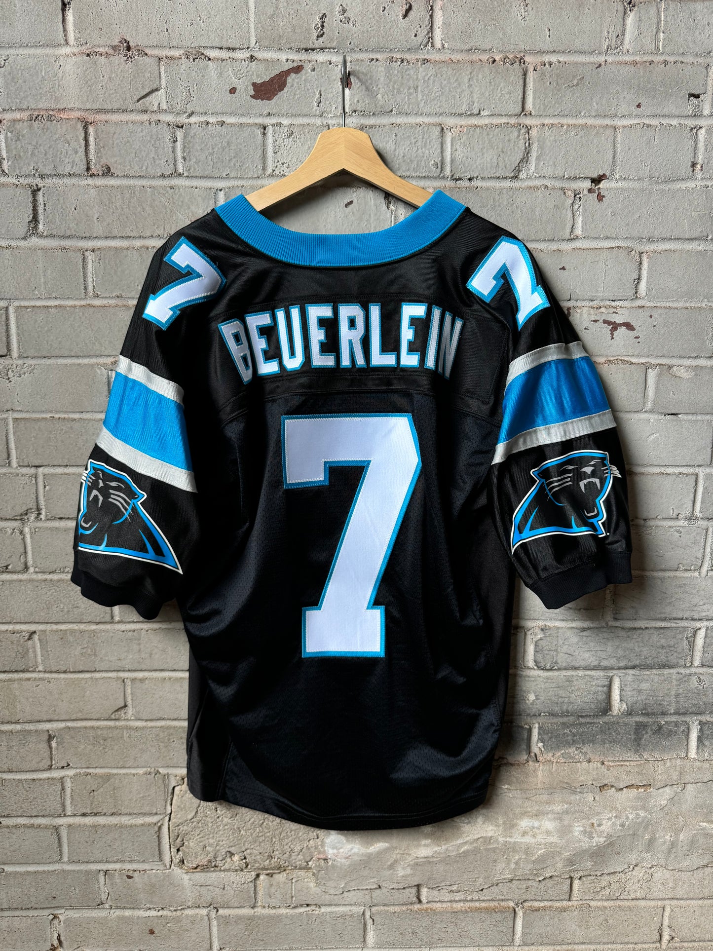 1999 Carolina Panthers Steve Beuerlein Vintage Black Nike Authentic On Field NFL Jersey (44/Large)