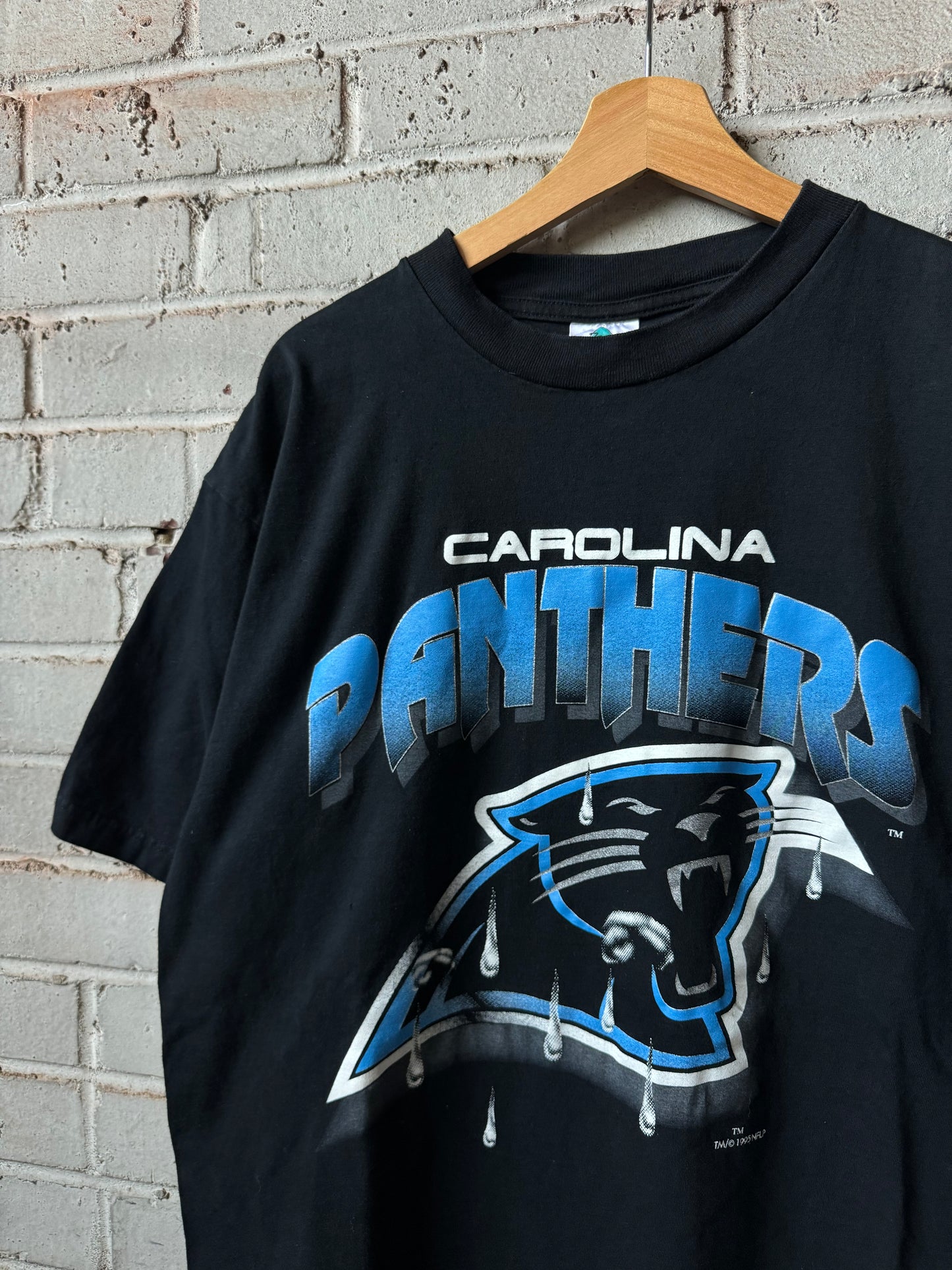 1995 Carolina Panthers Vintage Inaugural Season Rain Drops NFL Tee (XL)