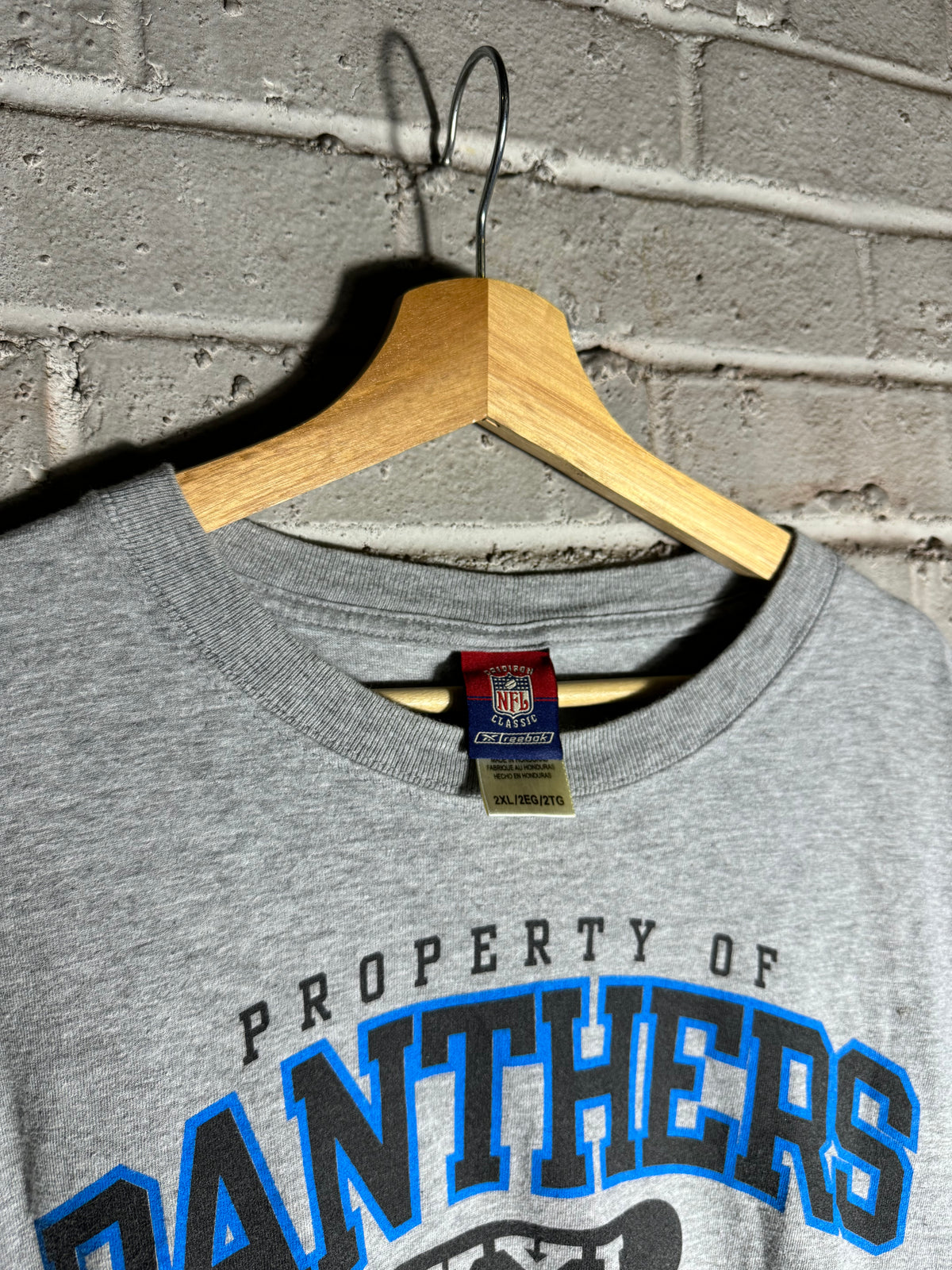 2003 Carolina Panthers Vintage Grey Reebok Gridiron Classics NFL Tee (XXL)