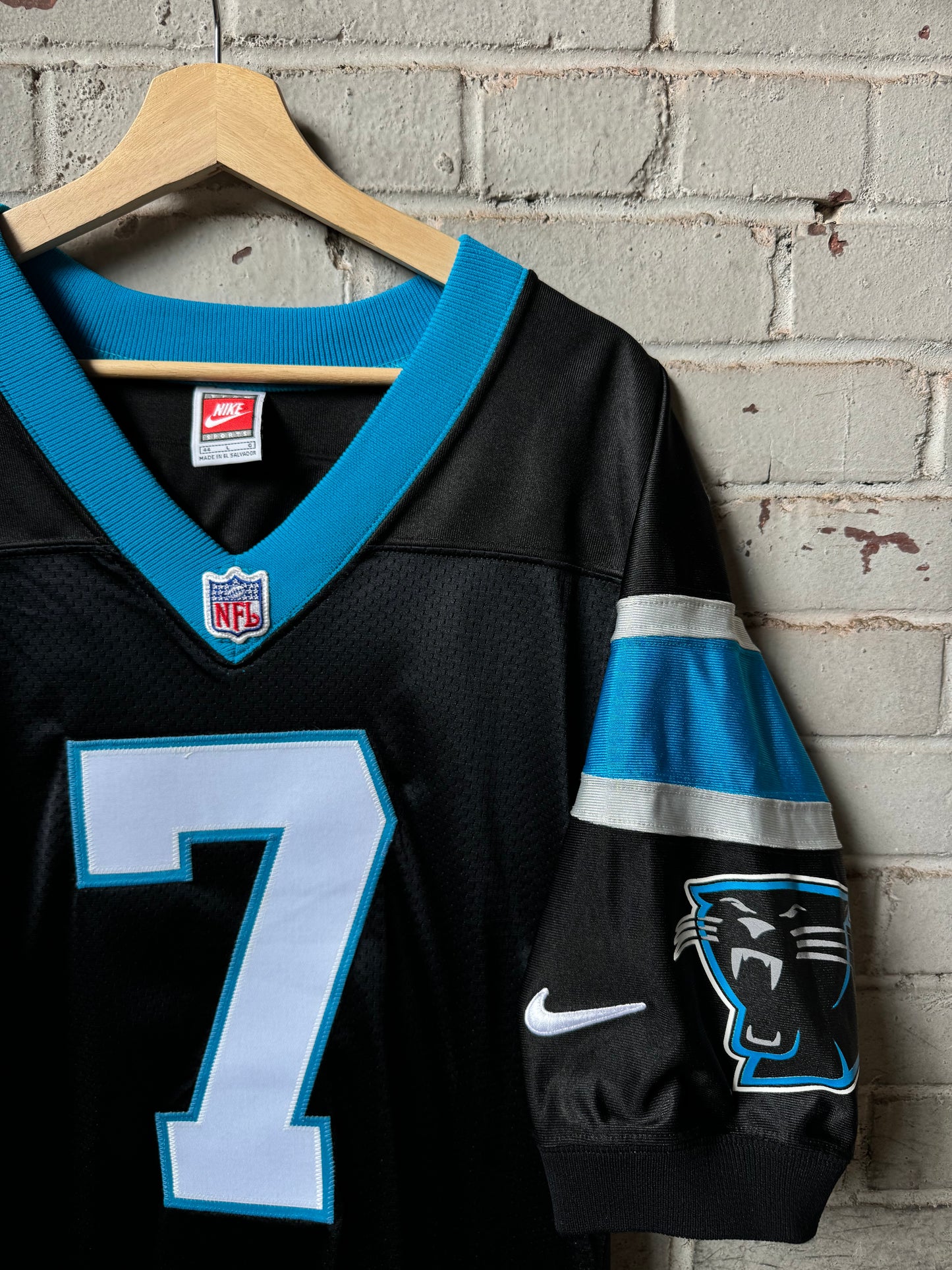 1999 Carolina Panthers Steve Beuerlein Vintage Black Nike Authentic On Field NFL Jersey (44/Large)