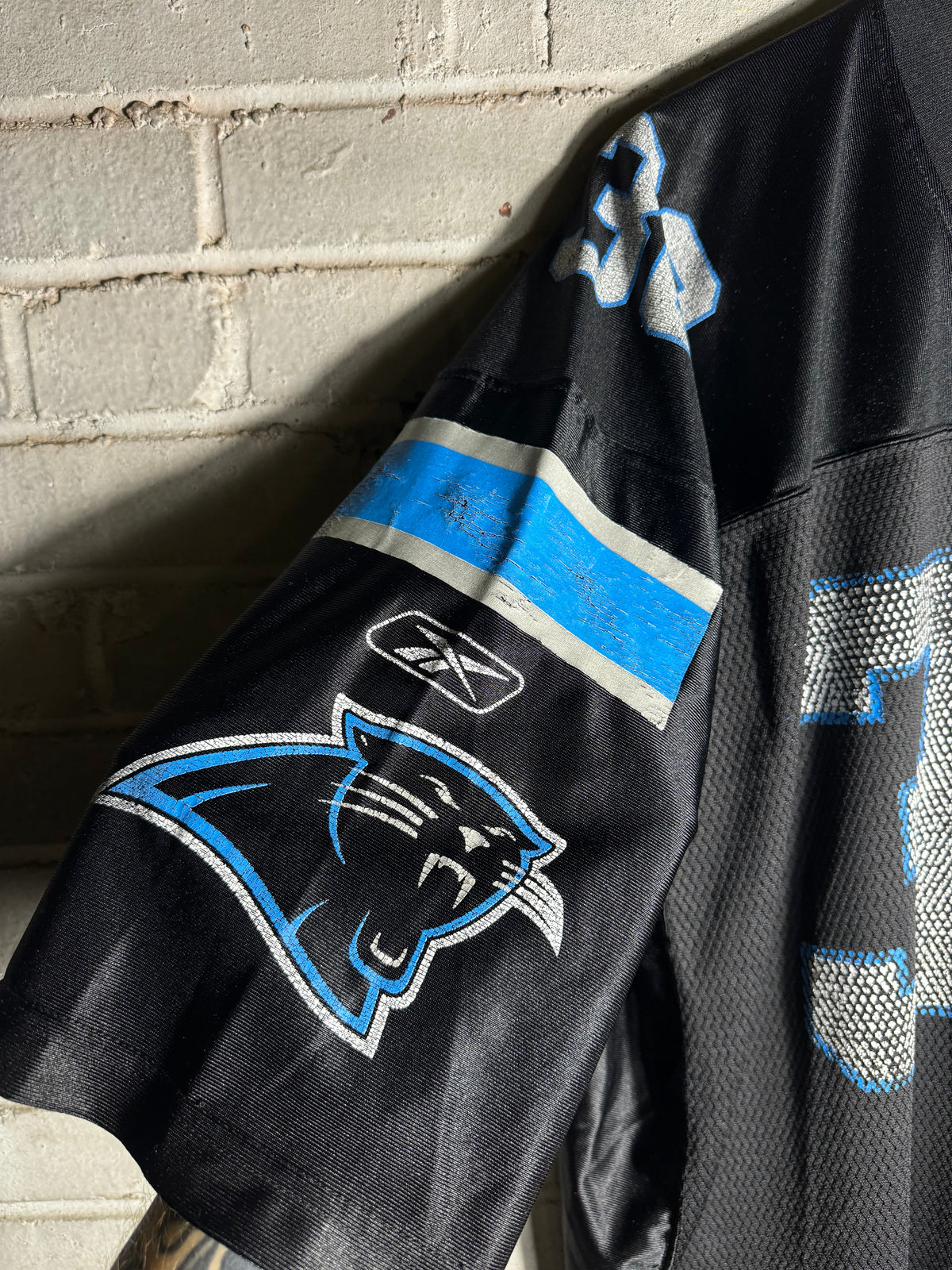 00’s Carolina Panthers Mike Minter Vintage Black Reebok Cropped NFL Jersey (XL)