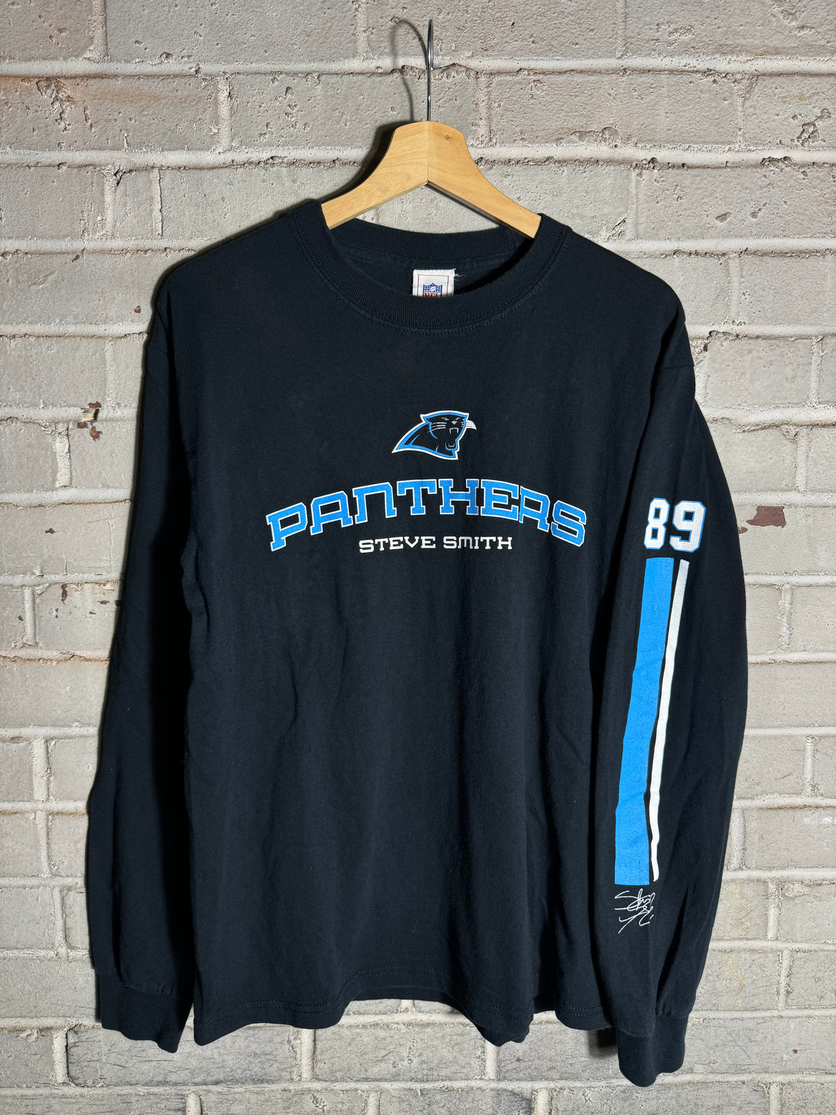 90’s Carolina Panthers Steve Smith Vintage Black NFL Longsleeve Tee (Medium)
