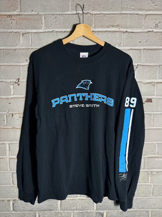 90’s Carolina Panthers Steve Smith Vintage Black NFL Longsleeve Tee (Medium)