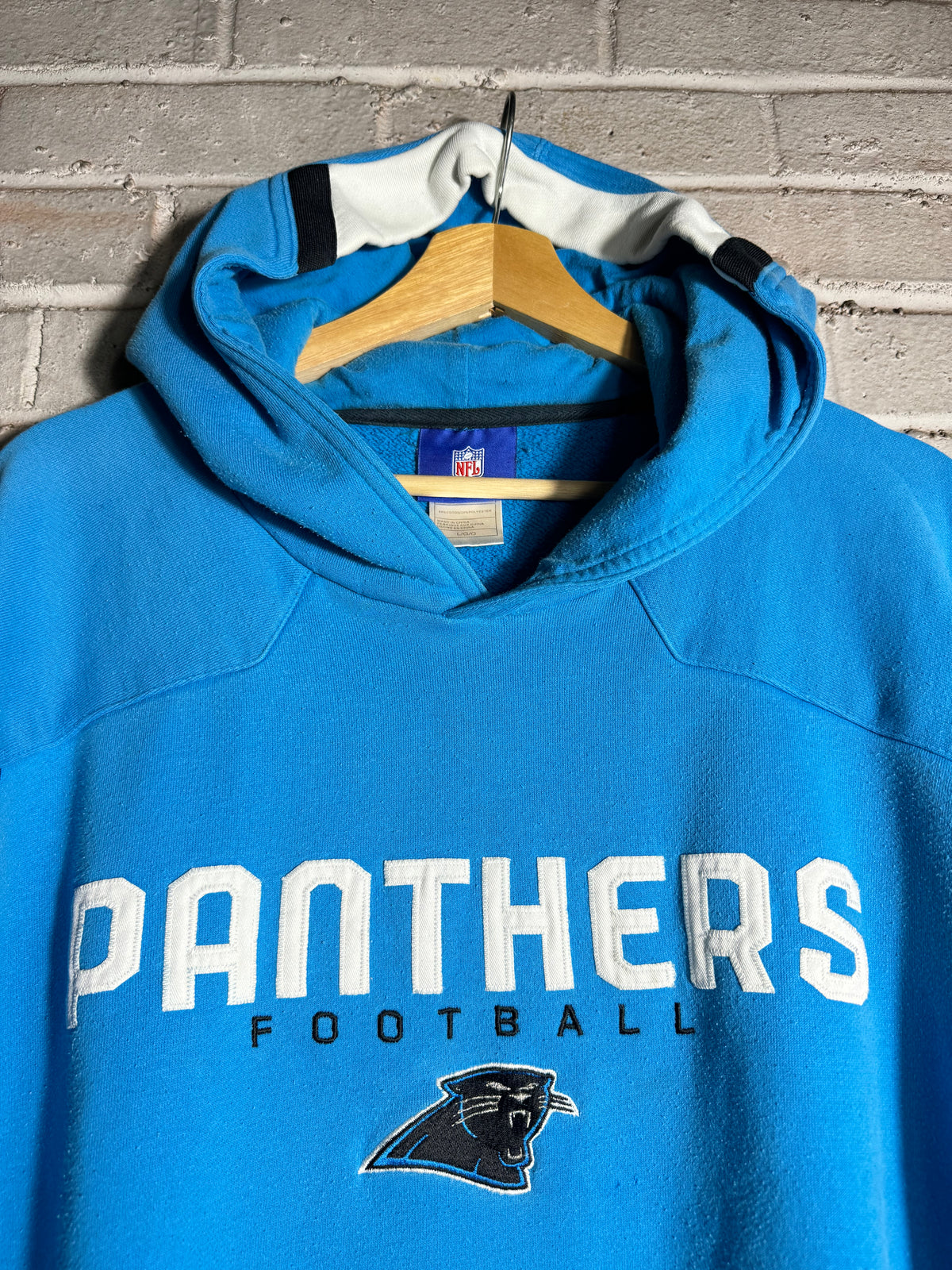 00’s Carolina Panthers Vintage Blue Reebok Heavyweight NFL Hoodie (Large)