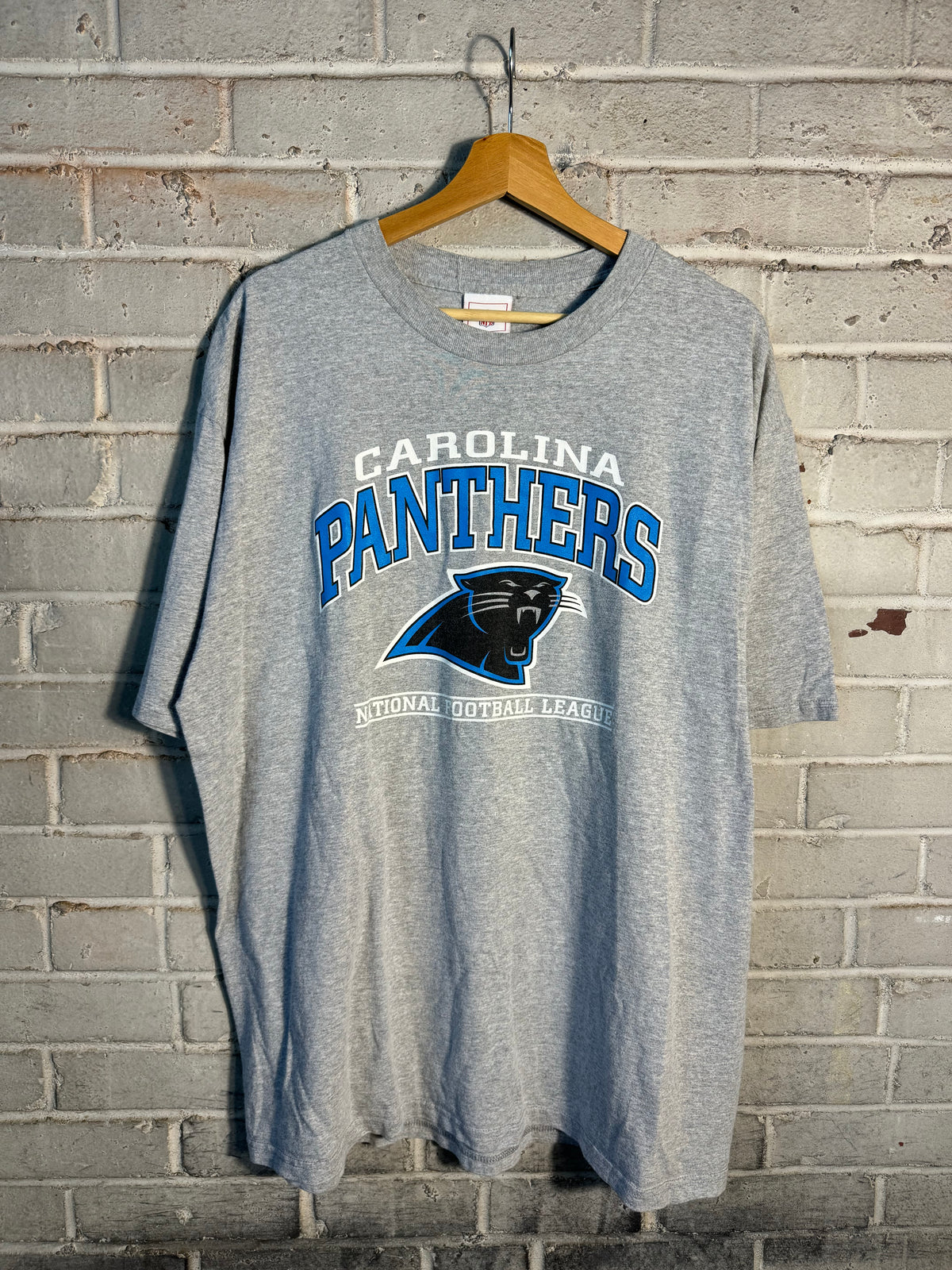 00’s Carolina Panthers Vintage Grey Spellout NFL Tee (XL)