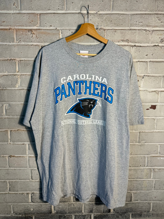 00’s Carolina Panthers Vintage Grey Spellout NFL Tee (XL)