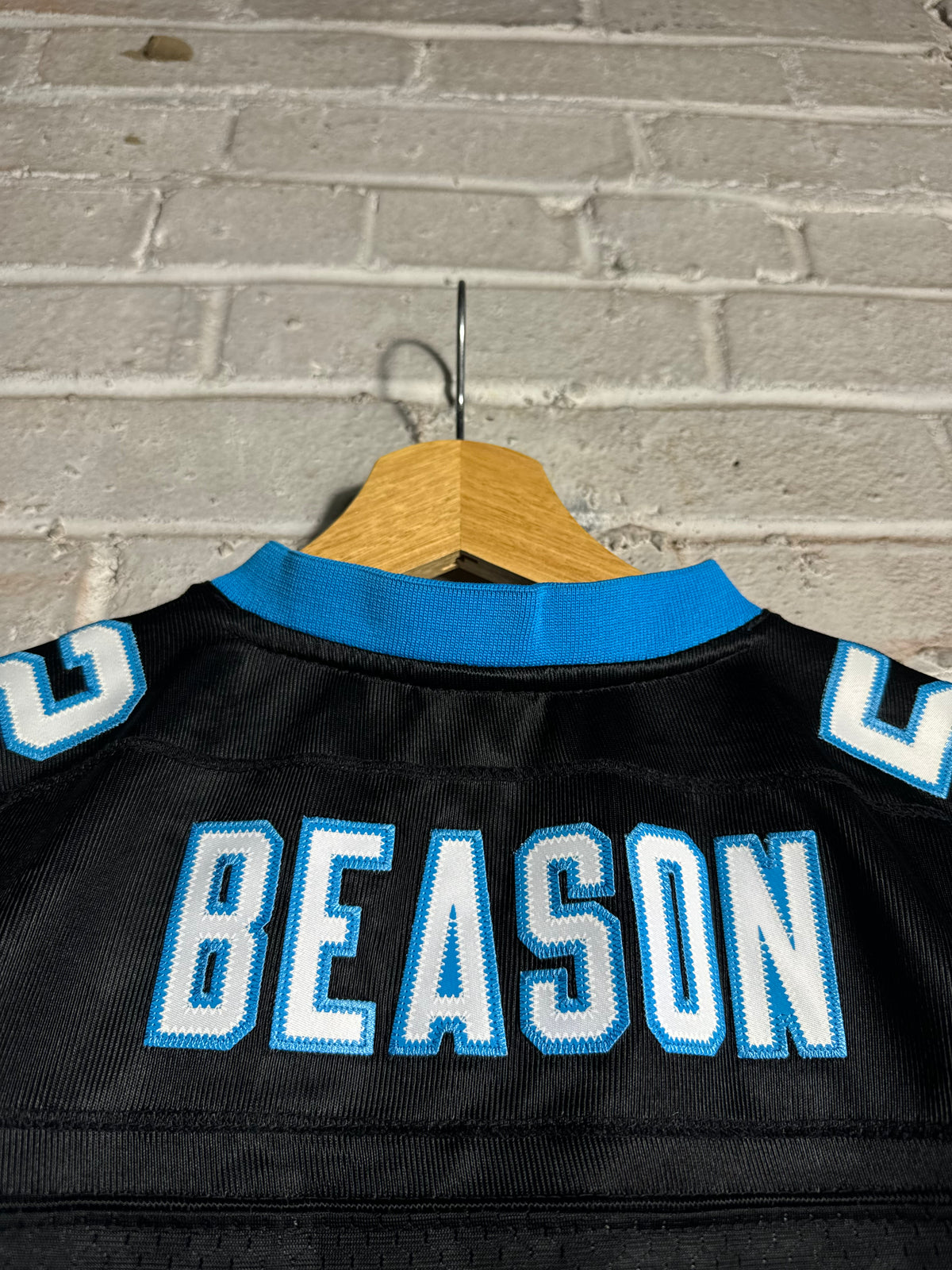 00’s Carolina Panthers Jon Beason Vintage Black Reebok Stitched NFL Jersey (Youth Medium)