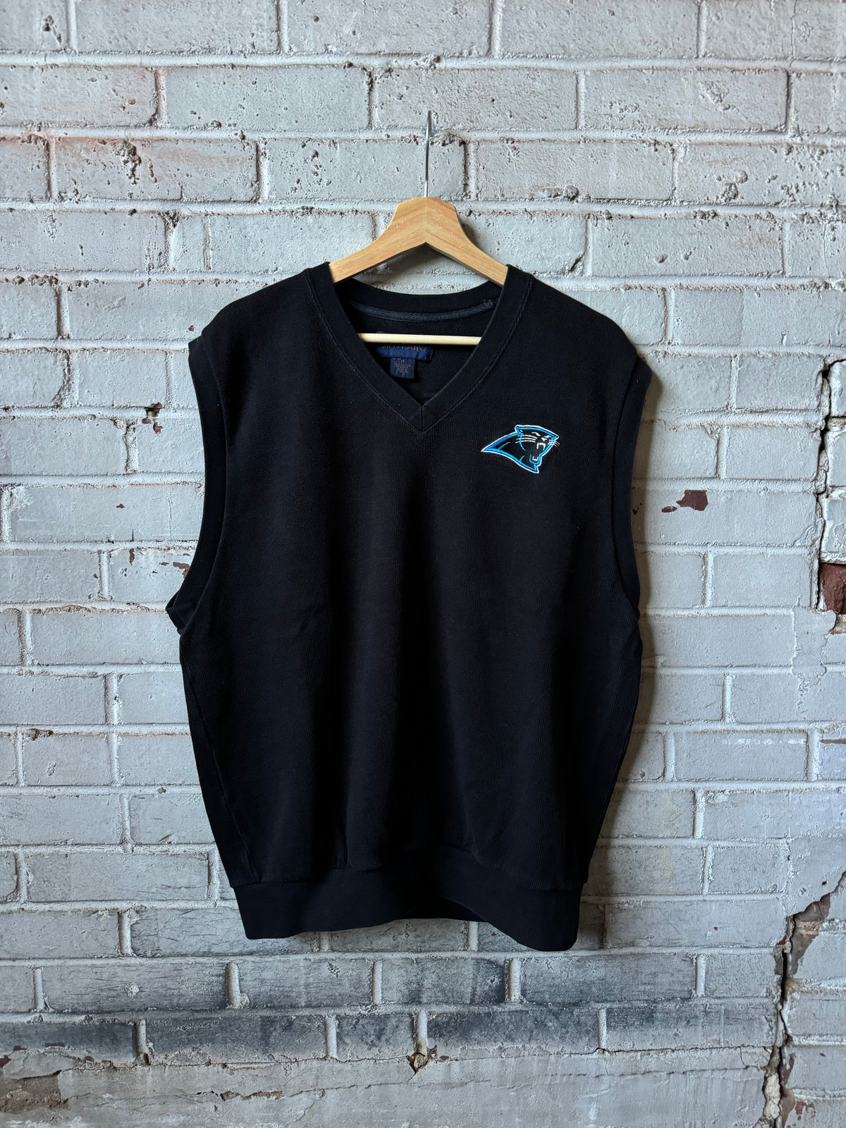 90’s Carolina Panthers Vintage Antigua Black NFL Sweater Vest (Medium)