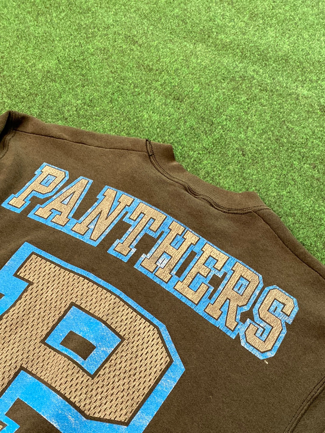 1995 Carolina Panthers Logo Faded NFL Vintage Crewneck Sweatshirt (Large)