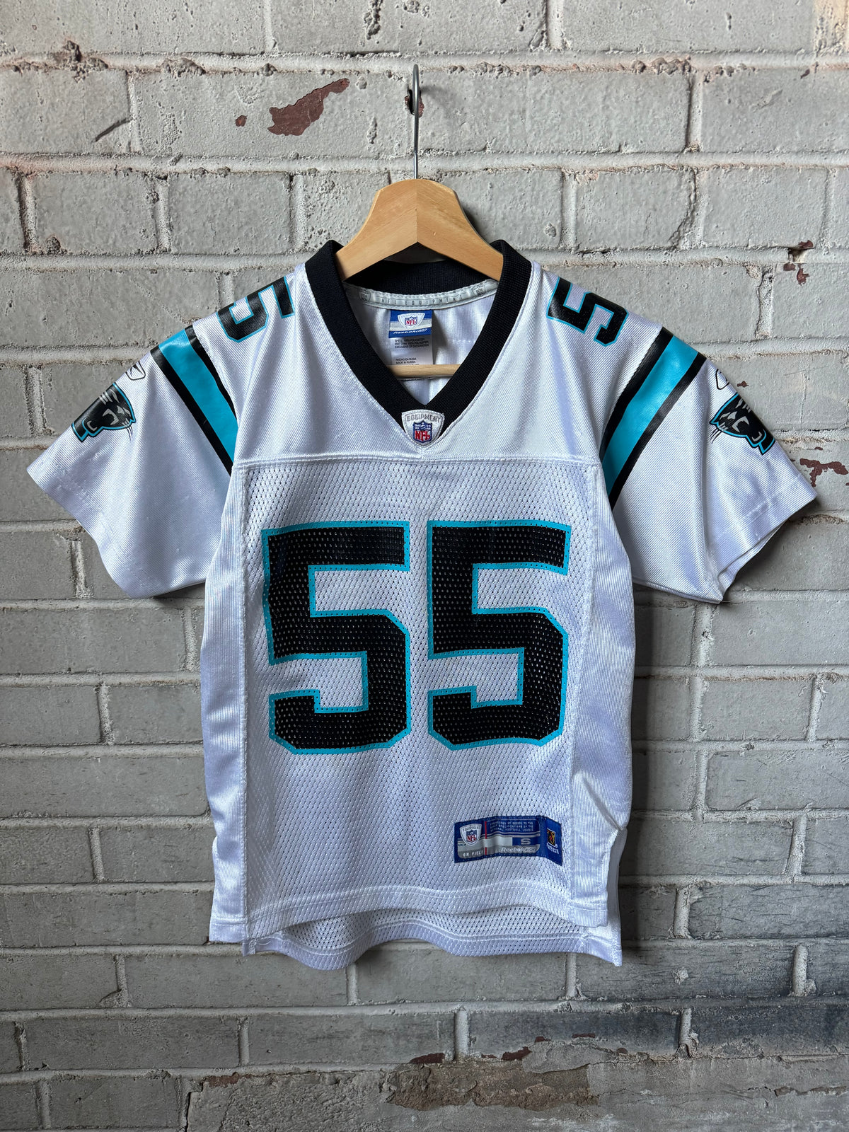 00’s Carolina Panthers Dan Morgan Vintage White Reebok NFL Jersey (Youth Small)