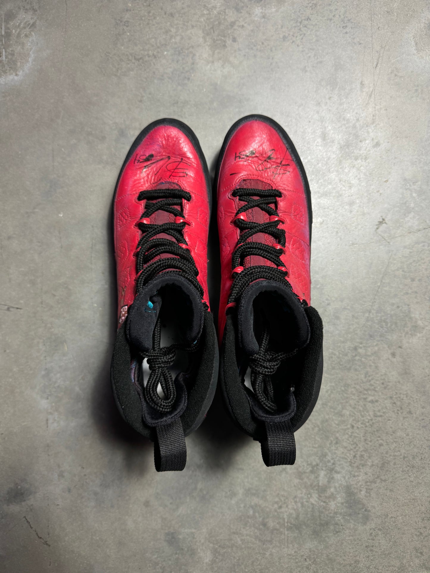 2016 Carolina Panthers Shaq Thompson x Thomas Davis Air Jordan 9 “My Cleats My Cause” Defending Dreams Foundation Game Worn PE Cleats - Autographed