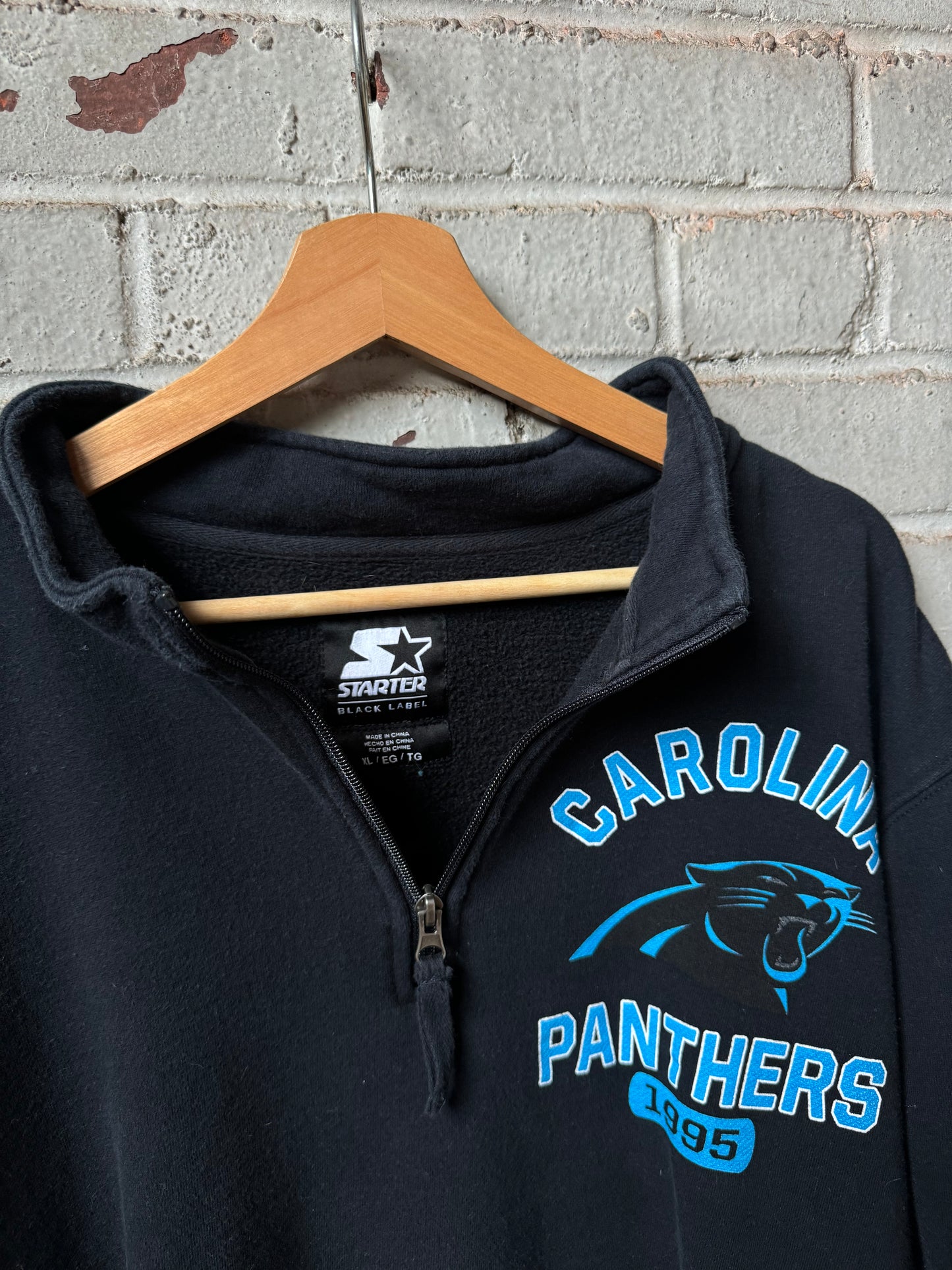 Carolina Panthers Starter Black Label Half Zip NFL Pullover (XL)
