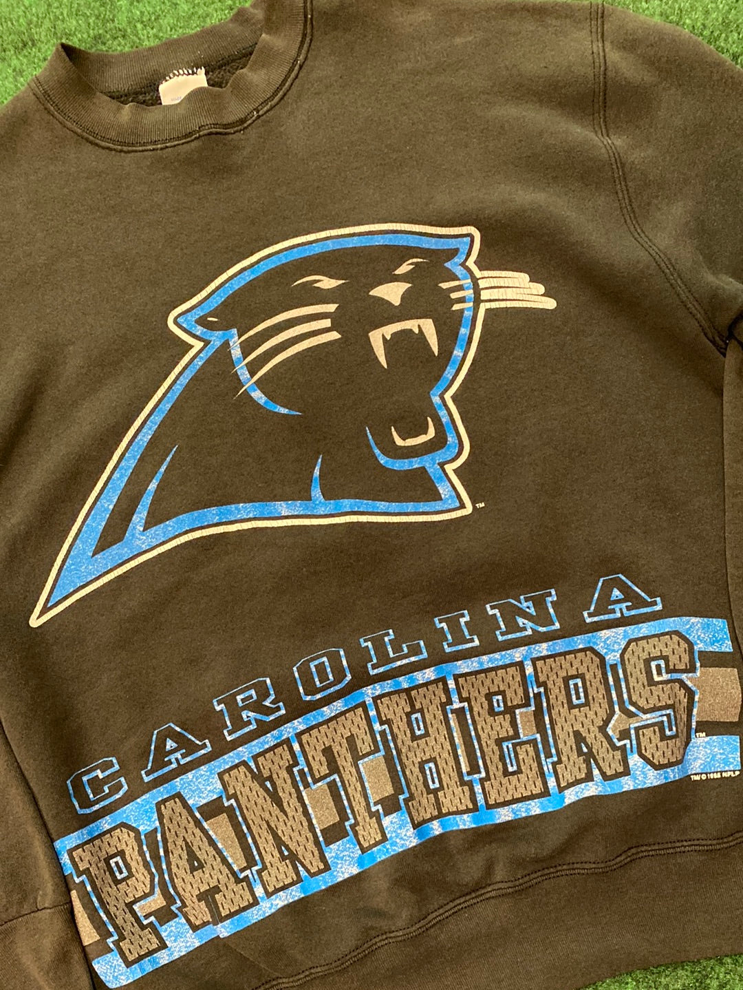 1995 Carolina Panthers Logo Faded NFL Vintage Crewneck Sweatshirt (Large)