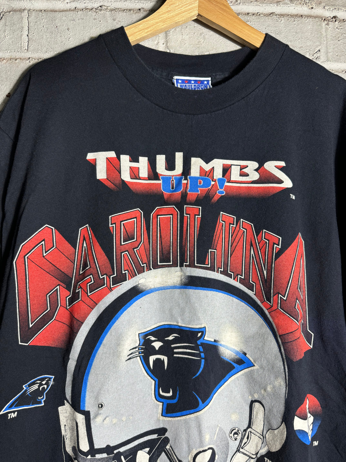 90’s Carolina Panthers Vintage Thumbs Up Big Print NFL Tee (XL)