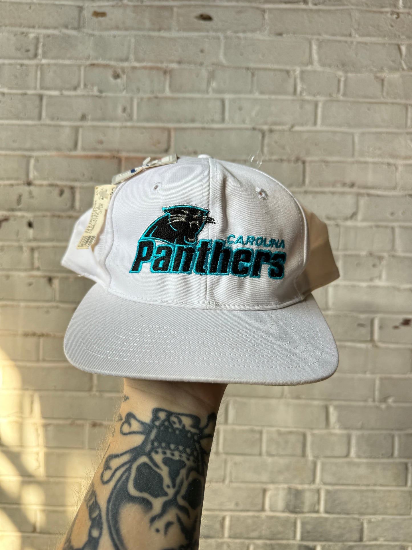 90’s Carolina Panthers Vintage White The Game NFL Snapback Hat - Deadstock (OSFA)
