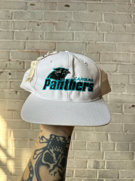 90’s Carolina Panthers Vintage White The Game NFL Snapback Hat - Deadstock (OSFA)