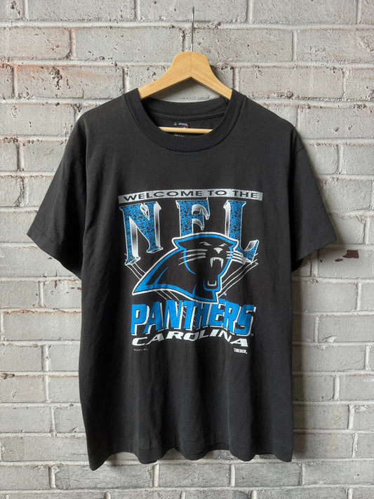 1993 Carolina Panthers Vintage Faded Black “Welcome To The NFL” Expansion Franchise Tee (Large)