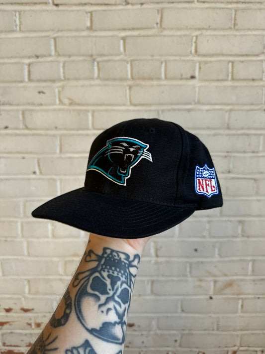 90’s Carolina Panthers Vintage Black Plain Logo Starter NFL Strapback Hat (OSFA)