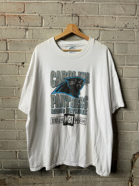 90’s Carolina Panthers Radio Network Vintage White NFL Tee (XXL)