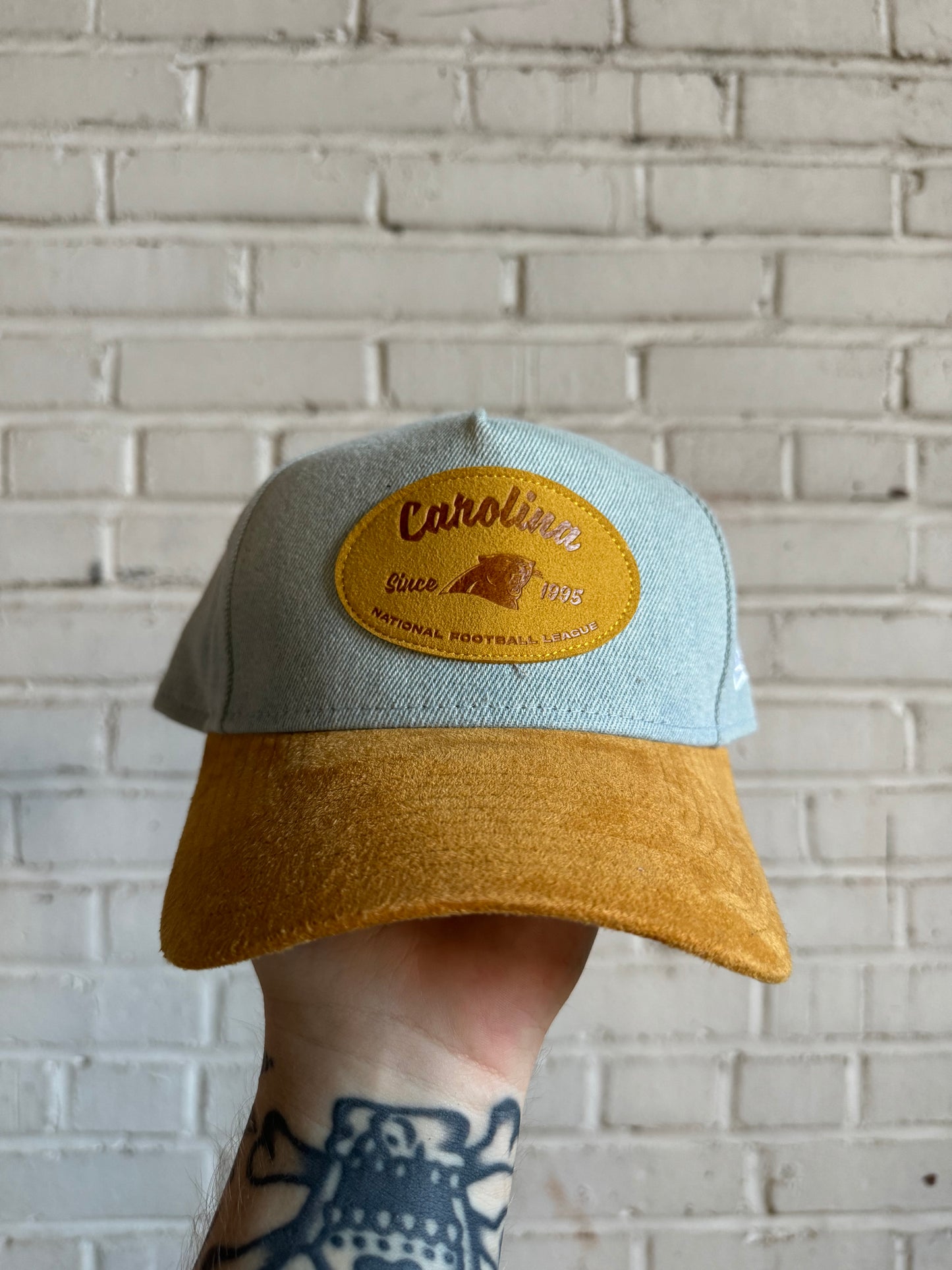 Carolina Panthers Denim & Suede New Era NFL Snapback Hat (OSFA)