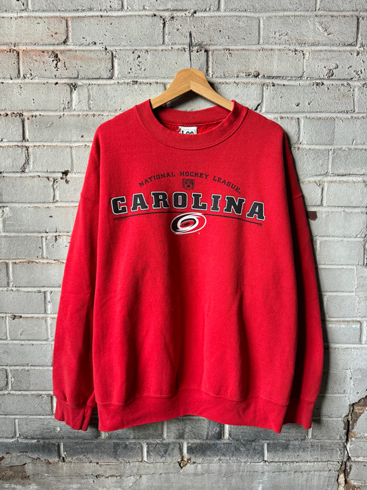 00’s Carolina Hurricanes Vintage Red Lee Sport Heavyweight NHL Crewneck (XXL)