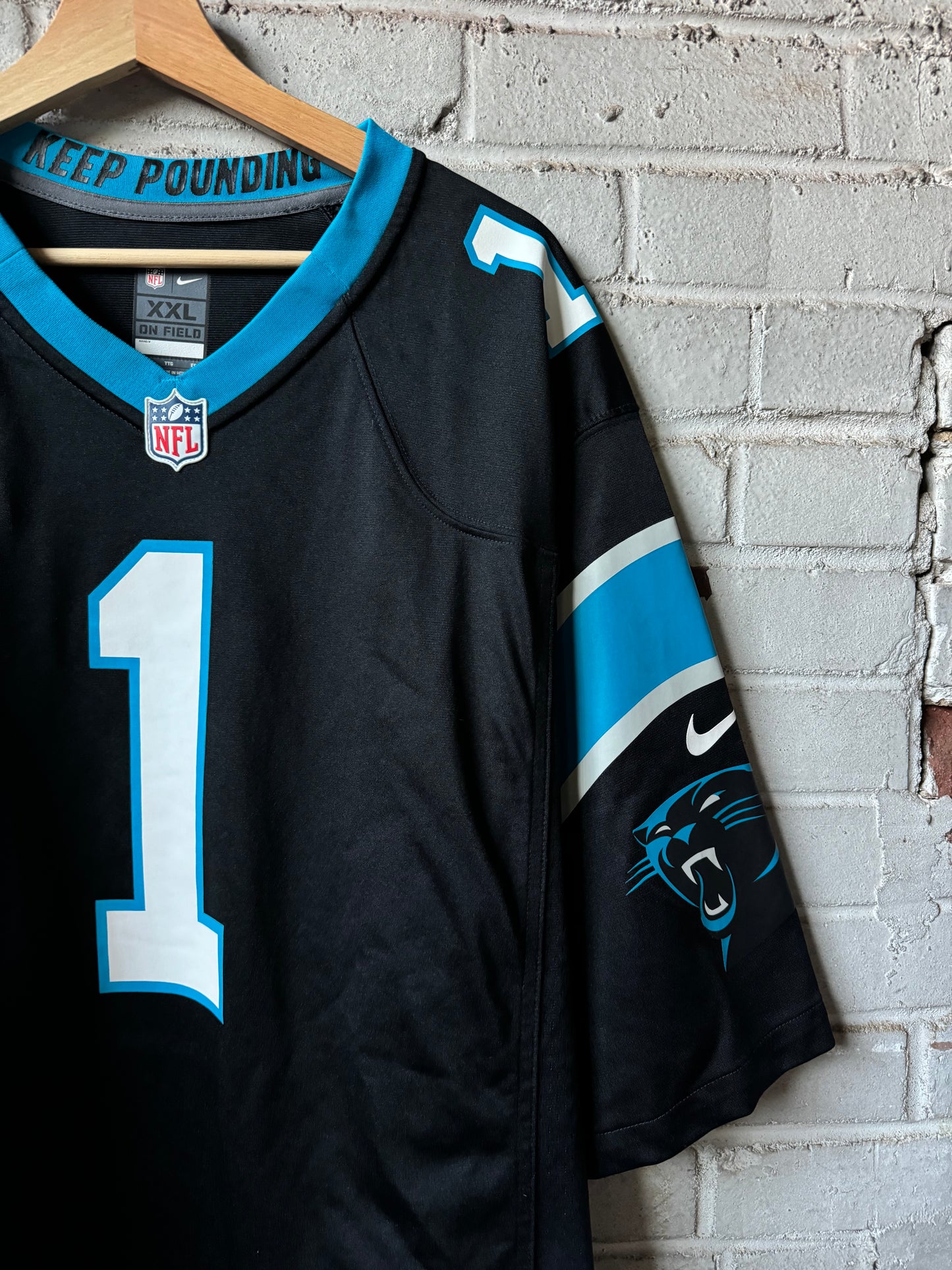 2015 Carolina Panthers Cam Newton Black Nike NFL Game Jersey (XXL)