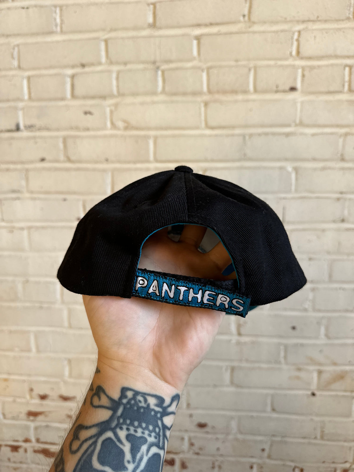 90’s Carolina Panthers Vintage Annco Full Cat Alternate Logo NFL Strapback Hat (OSFA)