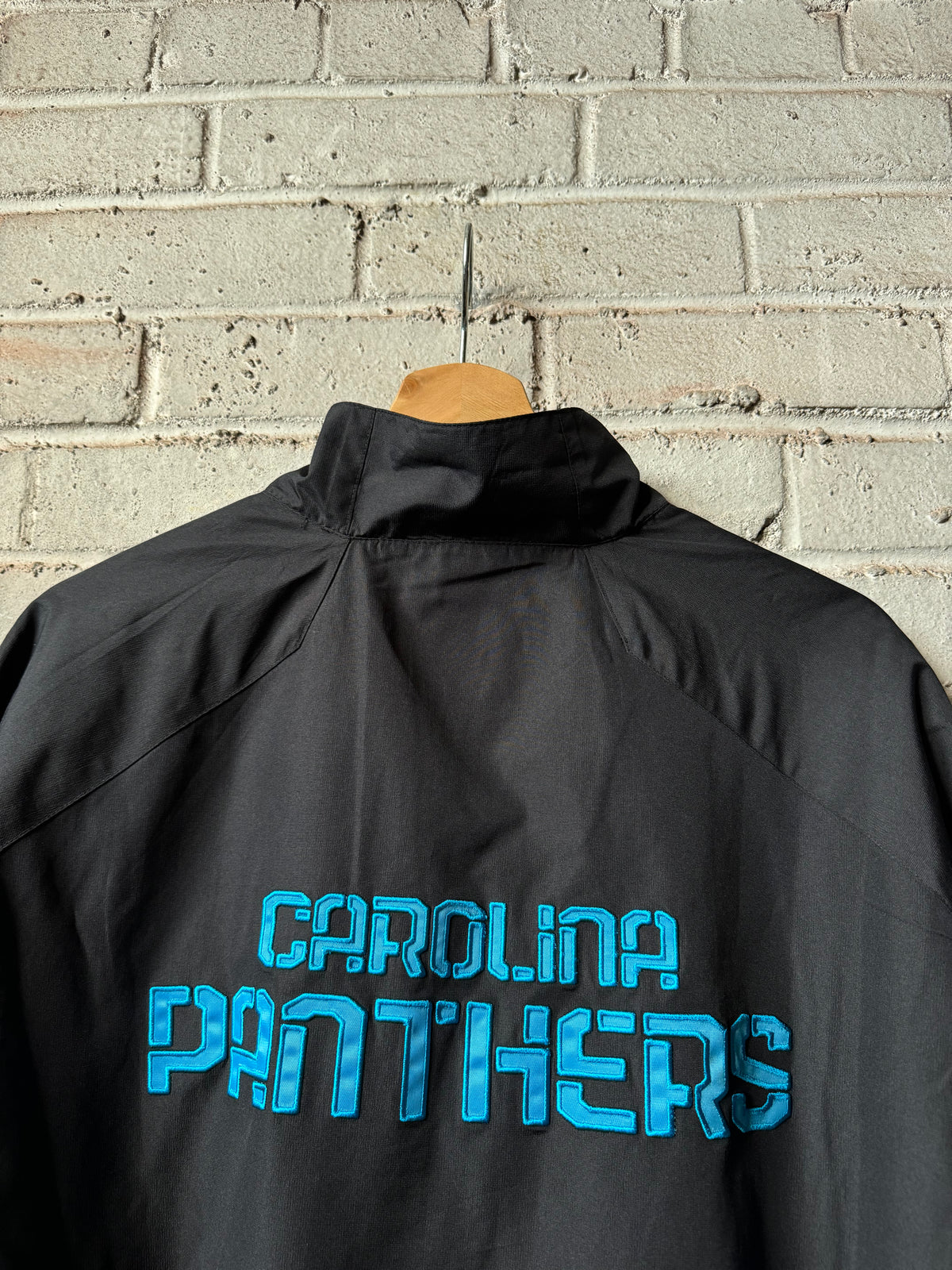 00’s Carolina Panthers Vintage Black Reebok Quarter Zip NFL Sideline Pullover Jacket - Deadstock (Small)