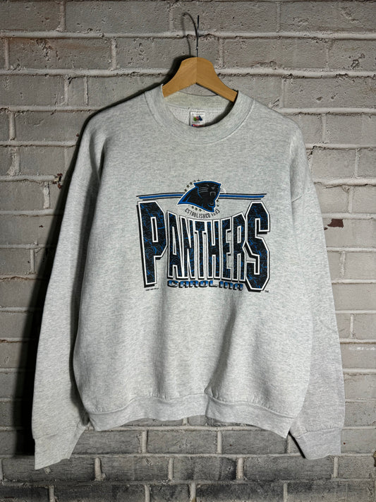 1993 Carolina Panthers Vintage Heather Grey NFL Spellout Crewneck (Large)