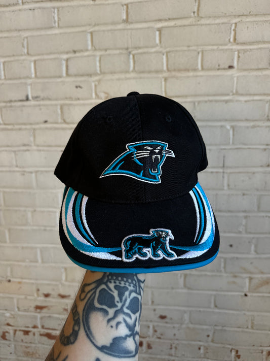 90’s Carolina Panthers Vintage Annco Full Cat Alternate Logo NFL Strapback Hat (OSFA)