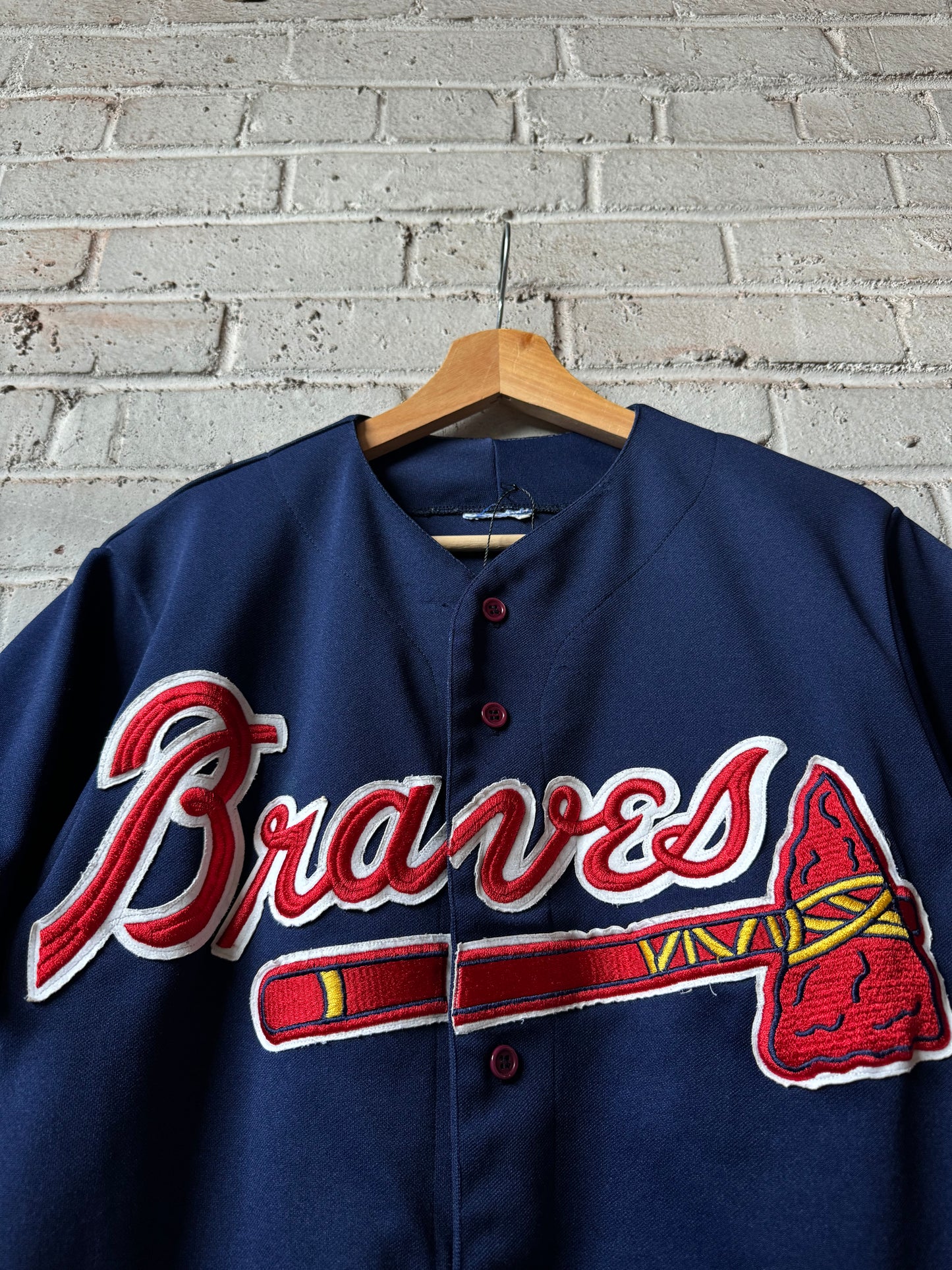 90’s Atlanta Braves Vintage Blue Embroidered Majestic MLB Baseball Jersey (Medium)