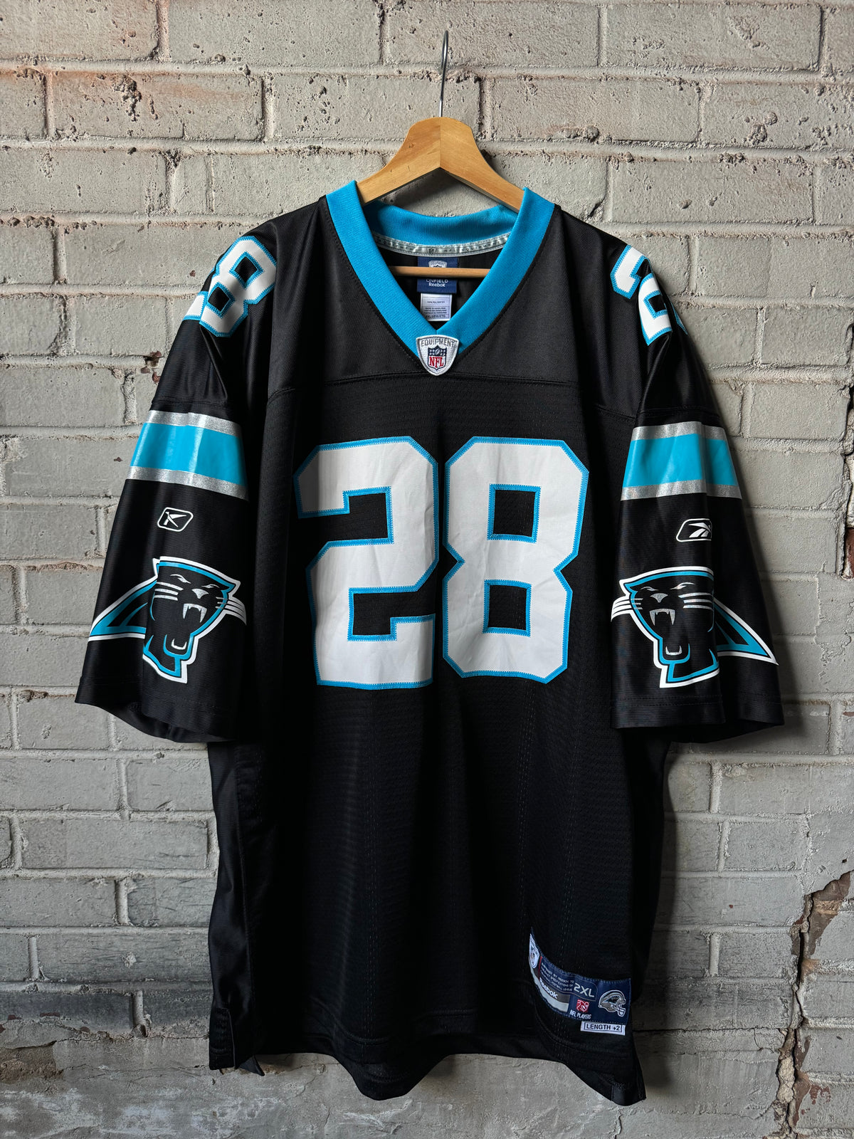 00’s Carolina Panthers Jonathan Stewart Vintage Black Reebok Stitched Swingman NFL Jersey (XXL)