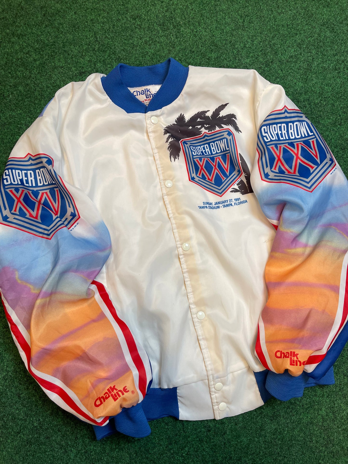 1991 Super Bowl XXV Vintage NFL Chalkline Fanimation Jacket (XL)