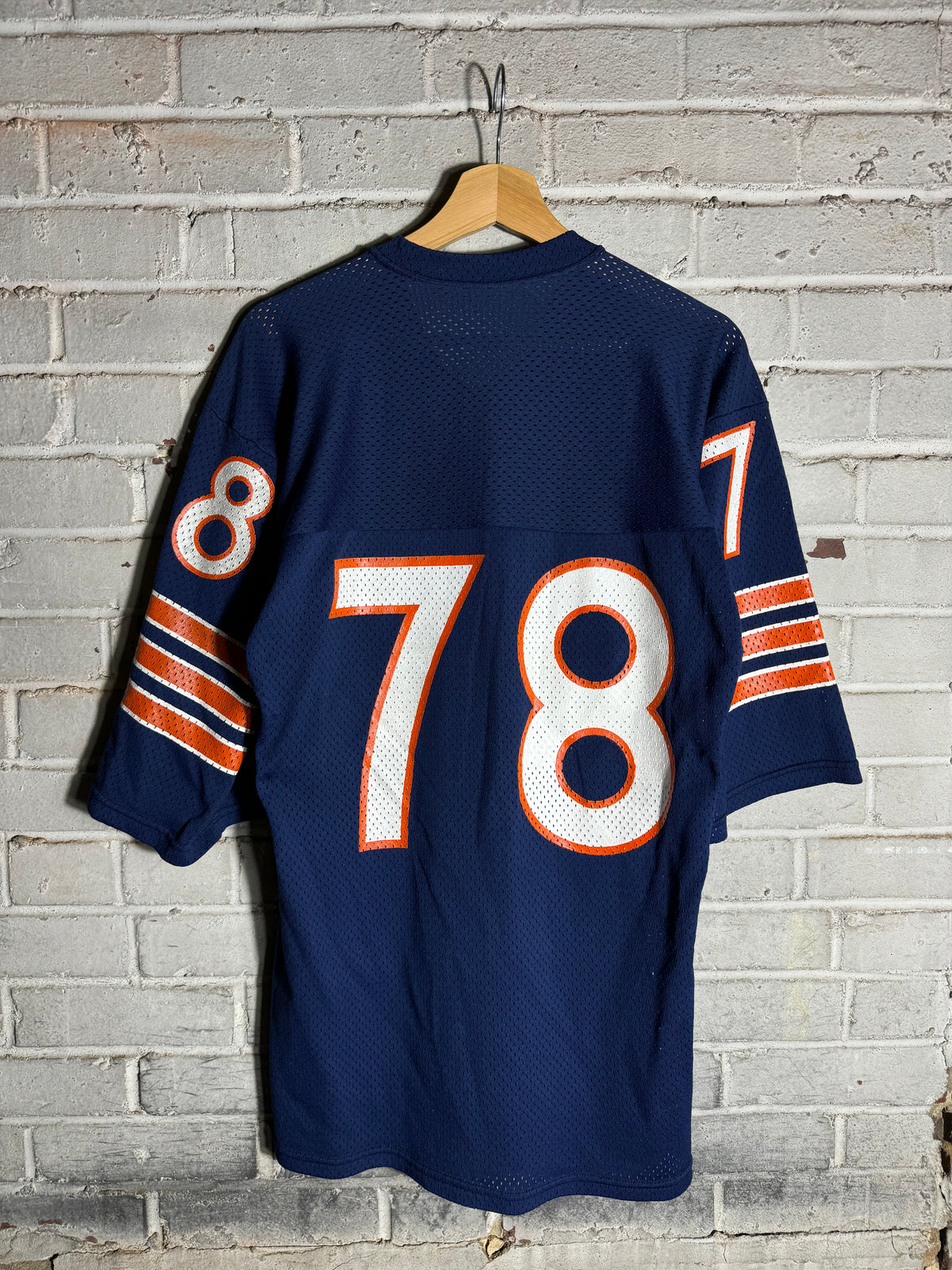 80’s Chicago Bears William “Refrigerator” Perry Vintage Navy Blue Sandknit Authentic NFL Jersey (Medium)