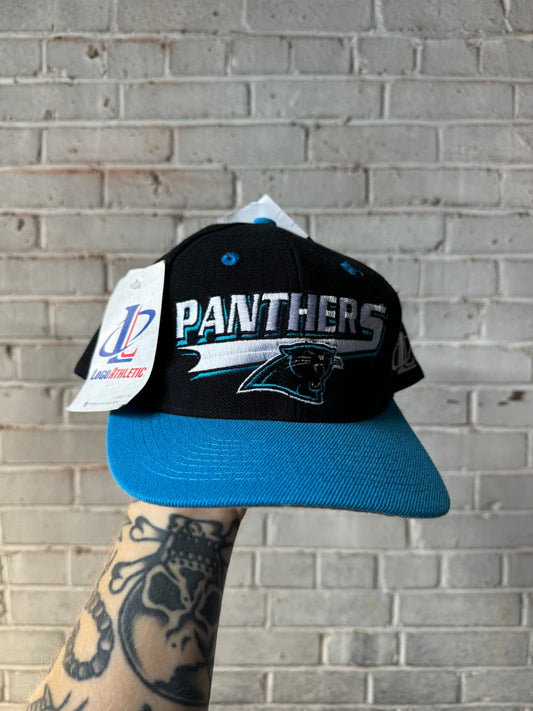 90’s Carolina Panthers Vintage Logo Athletic Two Tone NFL Snapback Hat - Deadstock (OSFA)