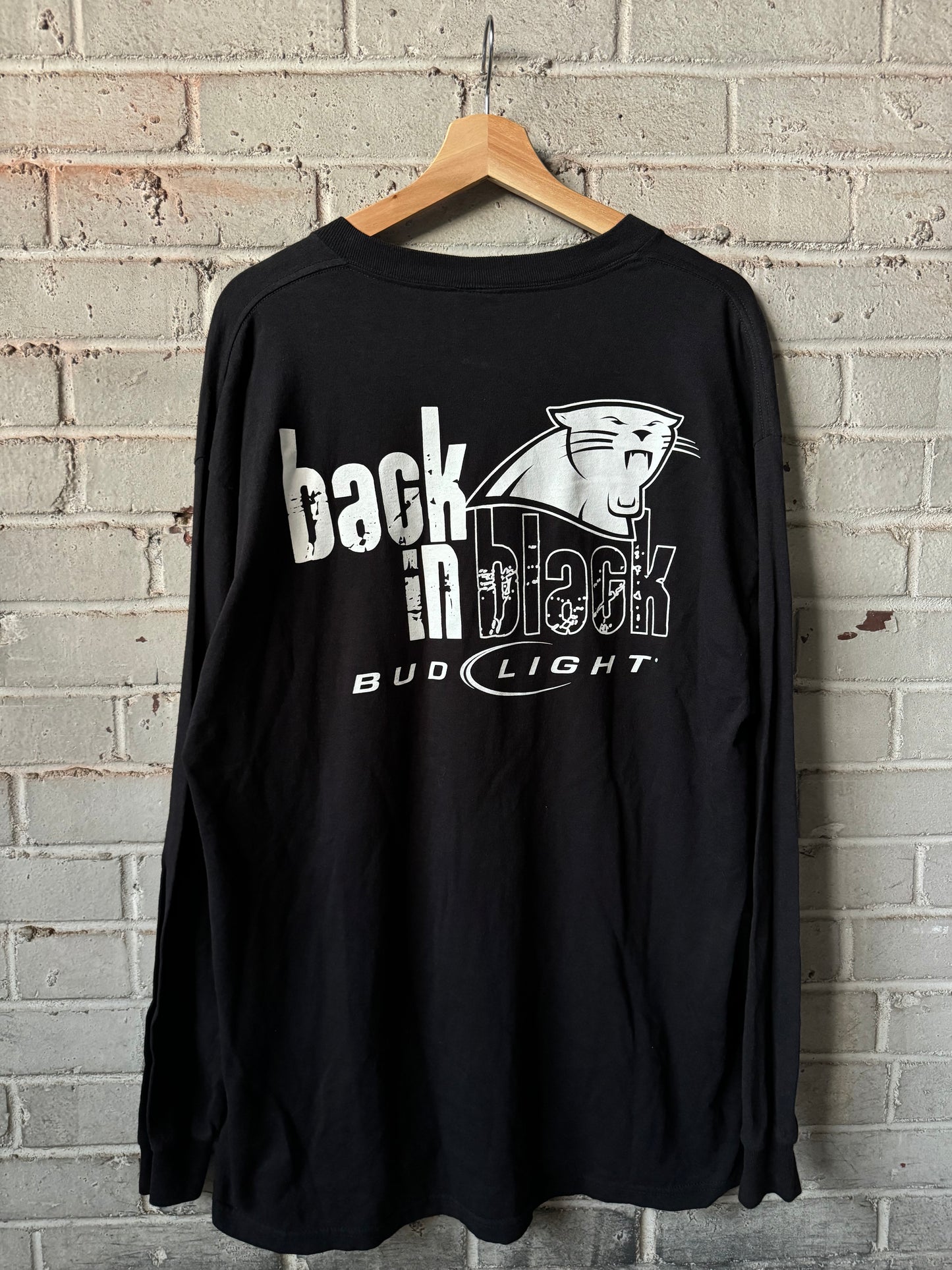 00’s Carolina Panthers Vintage Bud Light “Back In Black” NFL Longsleeve Tee (XL)