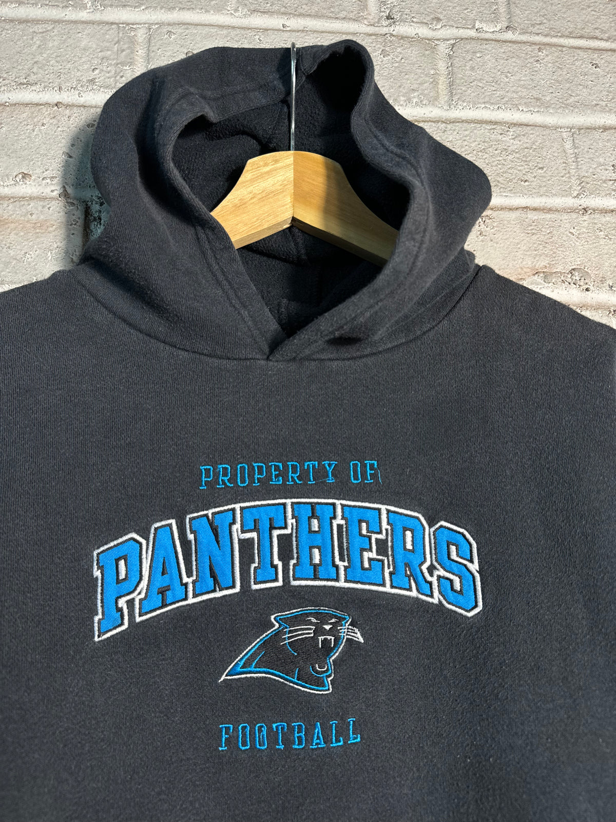 00’s Carolina Panthers Vintage Black Reebok Embroidered Gridiron Classics NFL Hoodie (Youth Large)