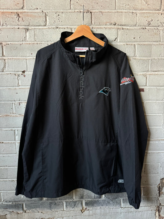 00’s Carolina Panthers x Budweiser Vintage Black Tonal Reebok Quarter Zip NFL Pullover (Large)