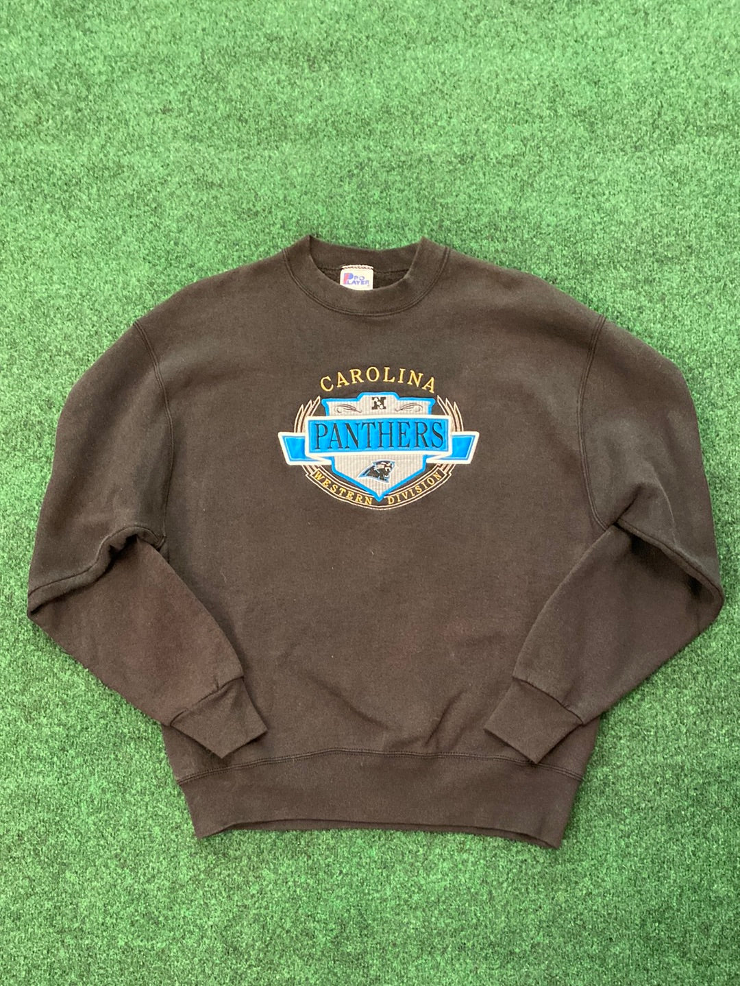 1996 Carolina Panthers Western Division Embroidered NFL Vintage Crewneck (Large)