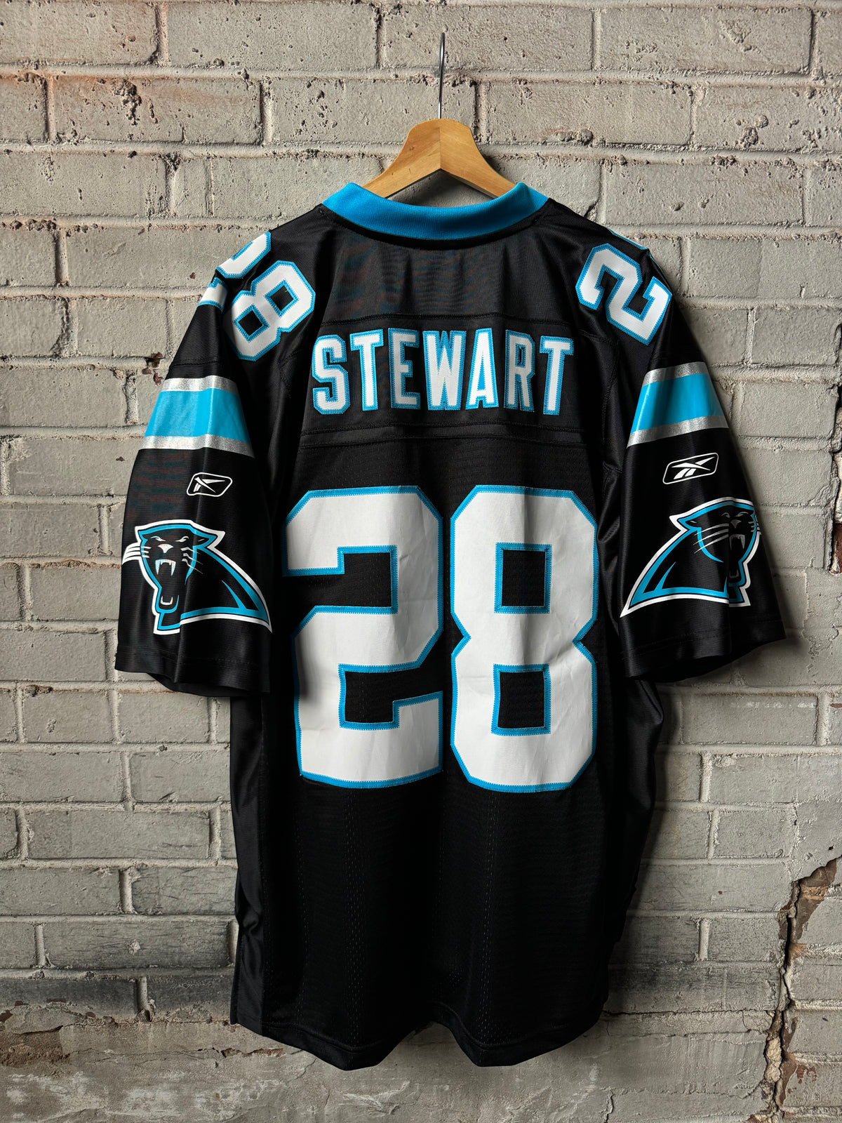 00’s Carolina Panthers Jonathan Stewart Vintage Black Reebok Stitched Swingman NFL Jersey (Large)
