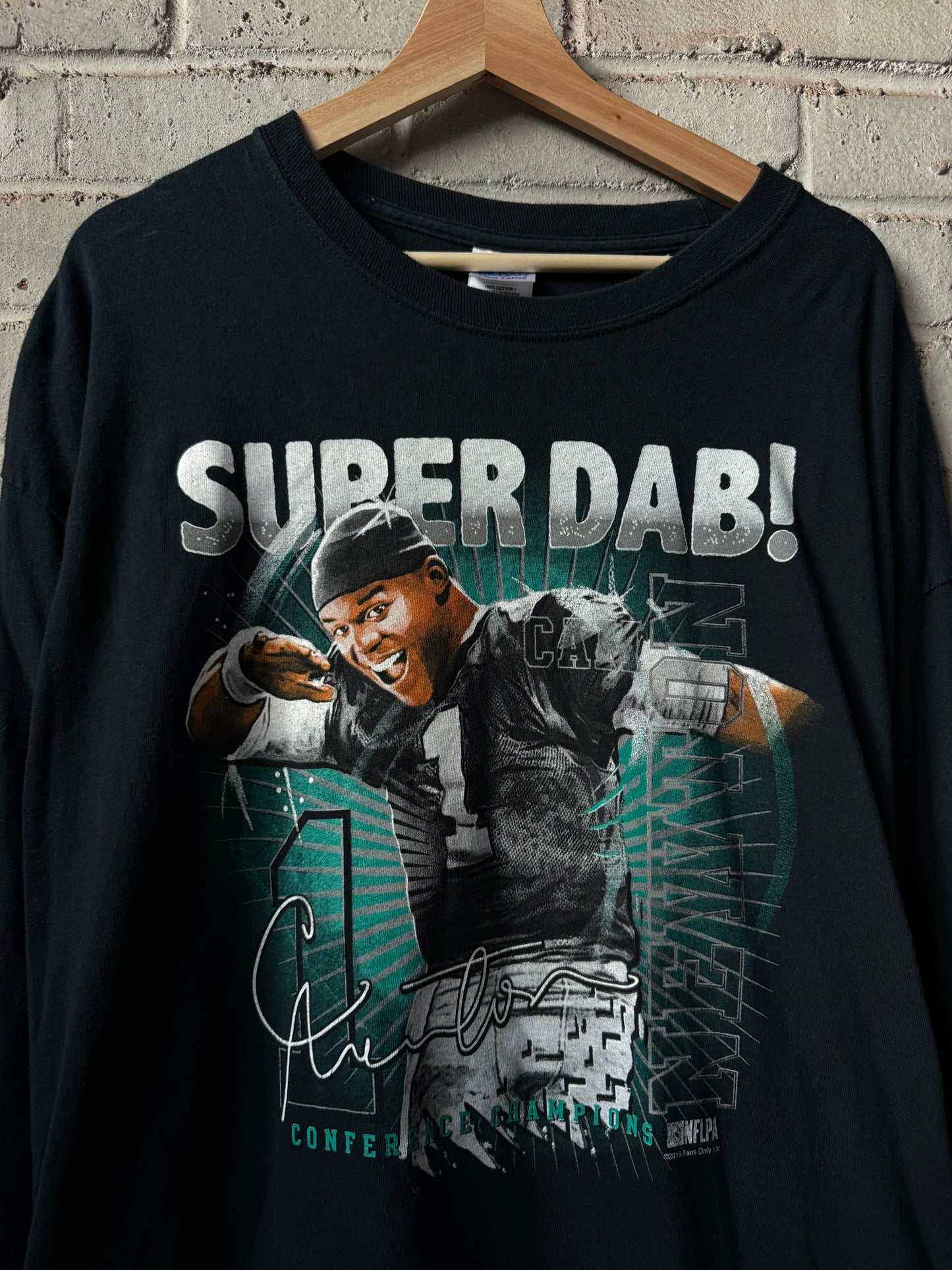 2016 Carolina Panthers Cam Newton Super Dab! Black NFL Longsleeve Tee (XXL)