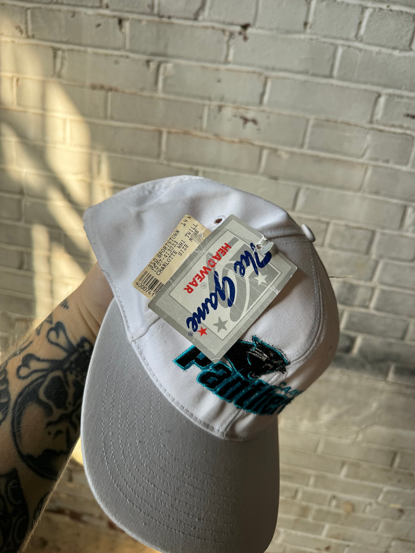90’s Carolina Panthers Vintage White The Game NFL Snapback Hat - Deadstock (OSFA)