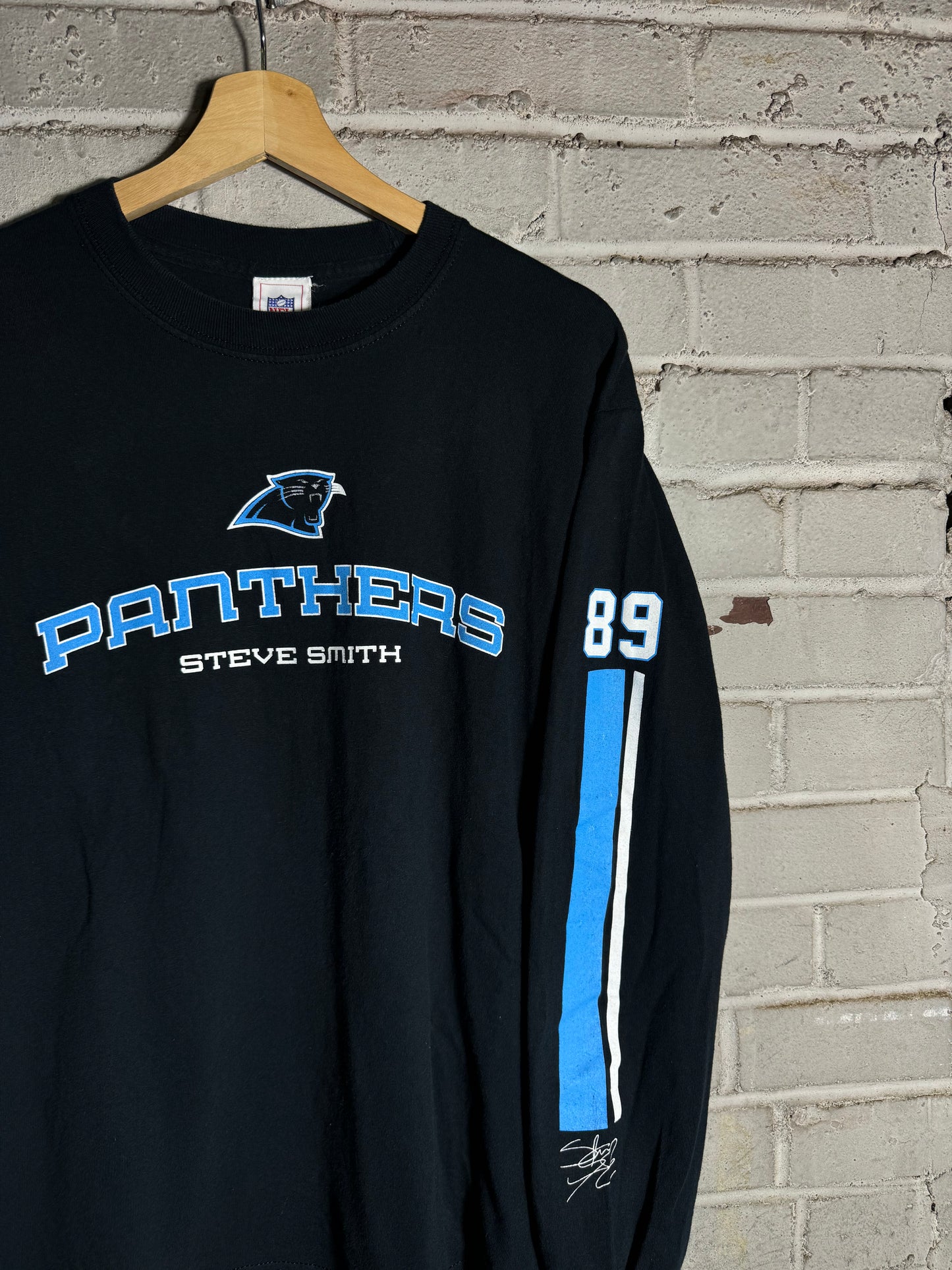 90’s Carolina Panthers Steve Smith Vintage Black NFL Longsleeve Tee (Medium)
