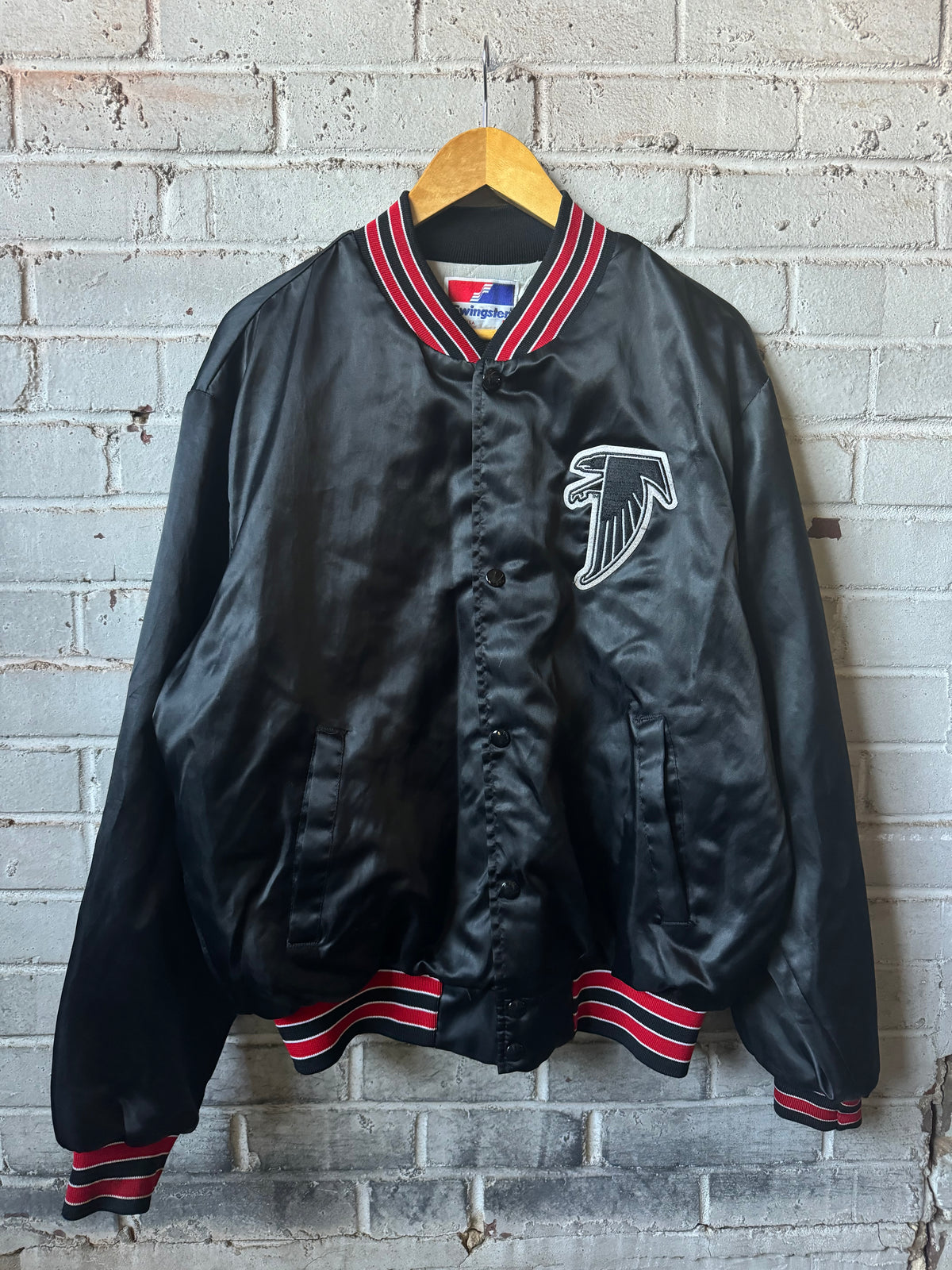 90’s Atlanta Falcons Vintage Black NFL Satin Jacket (Large)