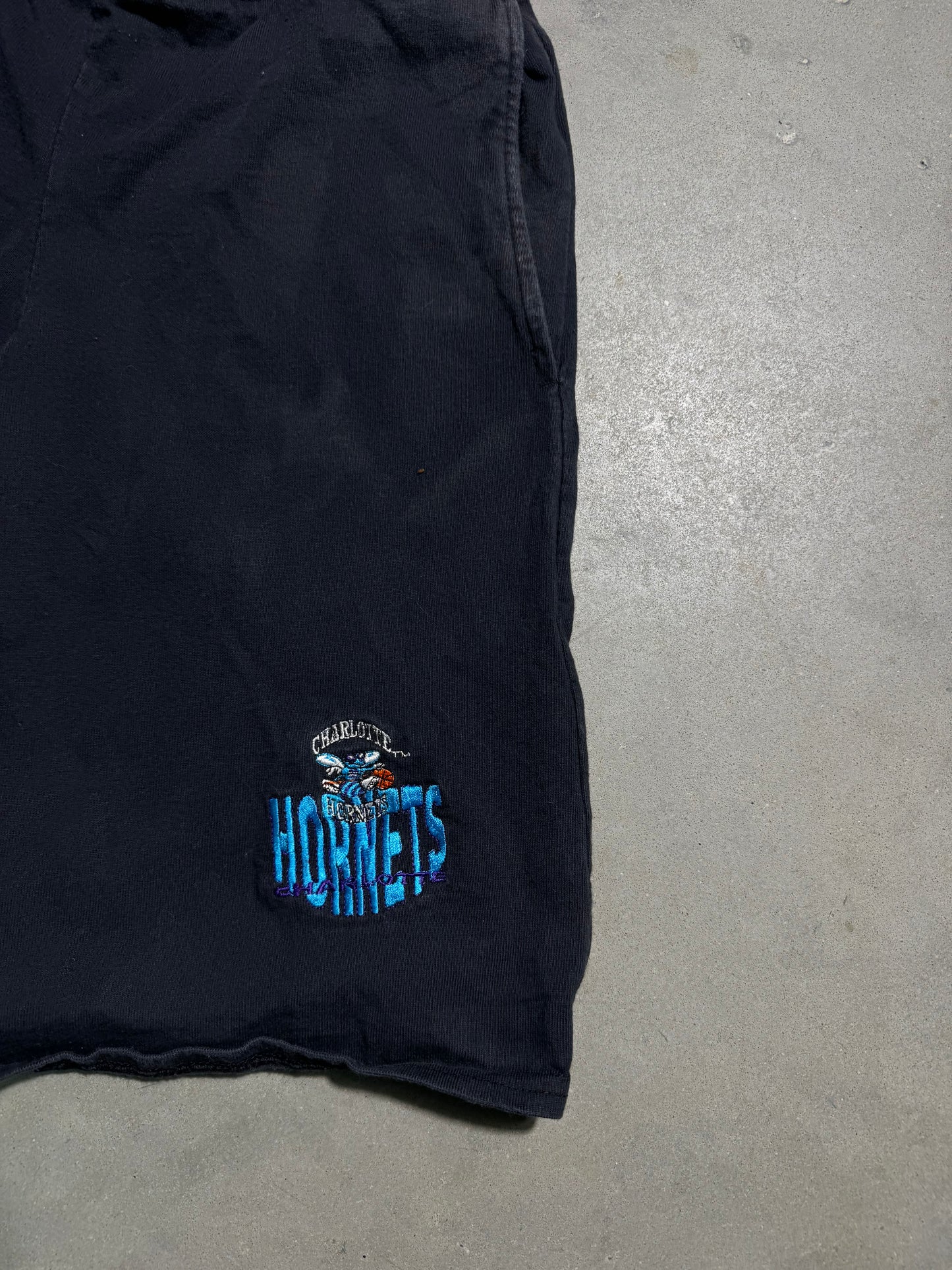 90’s Charlotte Hornets Vintage Black The Game Embroidered NBA Shorts (Small)