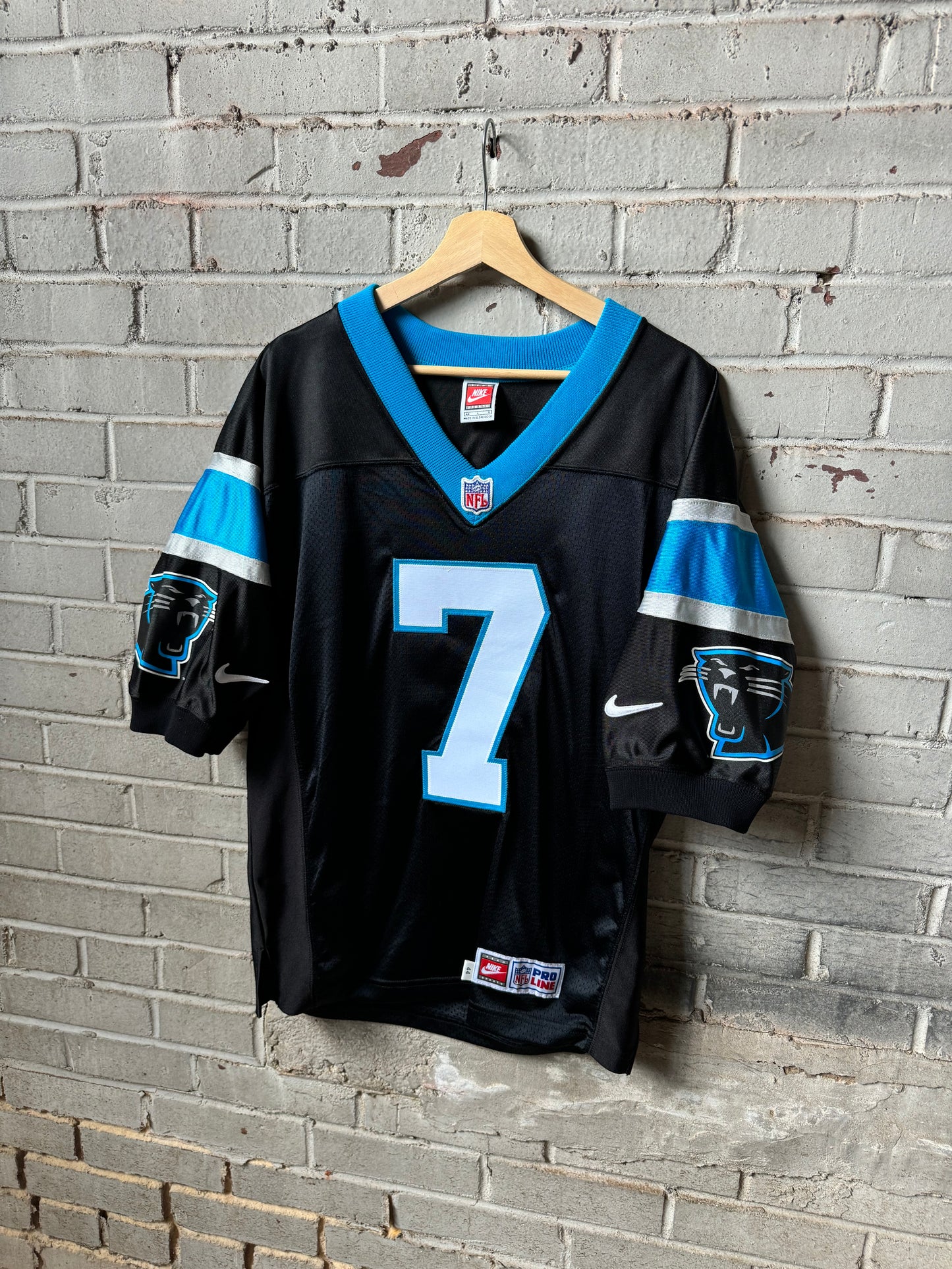 1999 Carolina Panthers Steve Beuerlein Vintage Black Nike Authentic On Field NFL Jersey (44/Large)