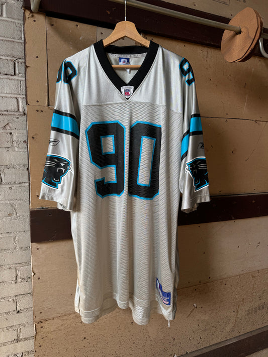 00’s Carolina Panthers Julius Peppers Silver “Storm” Edition Reebok NFL Jersey (XXL)