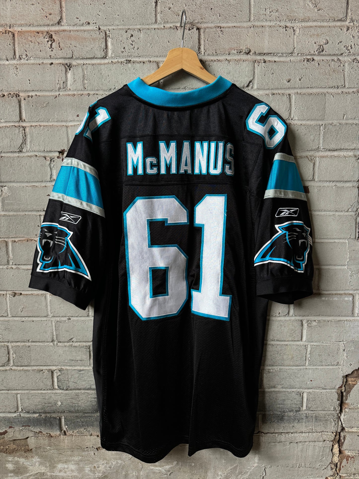 00’s Carolina Panthers #61 McManus Vintage Black Custom On Field Authentic NFL Jersey (52/XXL)