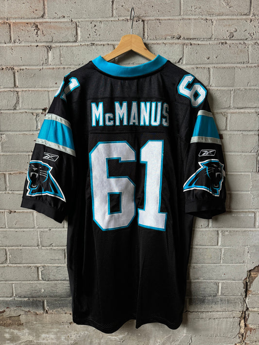 00’s Carolina Panthers #61 McManus Vintage Black Custom On Field Authentic NFL Jersey (52/XXL)
