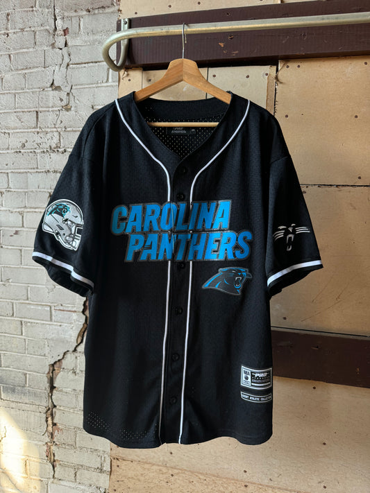 Carolina Panthers Multi Logo Embroidered Pro Standard NFL Baseball Jersey (XXL)